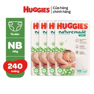 Combo 4 Tã/Bỉm dán sơ sinh Huggies Platinum NatureMade Gói Jumbo NB60/S82/M64/L54
