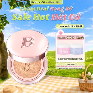 Phấn Nước Mỏng Mịn Trong Trẻo  Banila Co Essence Skin Pink Cushion SPF50+ Pa+++ Cho Lớp Nền Căng Bóng 12G