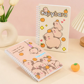 Sổ lò xo hình capybara khổ A5, giấy kẻ ngang, bìa hoạt hình dễ thương dùng ghi chép, học tập và làm sổ tay