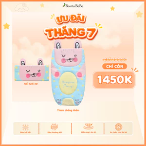 Bộ Gối Lưới 3D Và Thảm Lót Chống Thấm BonitaBeBe Thoáng Khí, Mềm Mại Cho Bé - Nhập Khẩu Chính Hãng