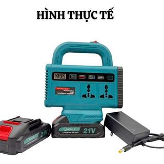Bộ Chuyển Nguồn Điện Dùng Chân Phổ Thông 4cm , Chuyển 21v Lên 220v Tích Hợp Đèn Led, Đa Dạng Ổ Cắm, Cổng Usb Tiện Lợi