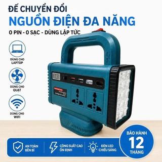 Bộ Chuyển Nguồn Điện Dùng Chân Phổ Thông 4cm , Chuyển 21v Lên 220v Tích Hợp Đèn Led, Đa Dạng Ổ Cắm, Cổng Usb Tiện Lợi