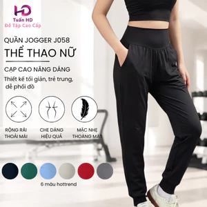 Quần Jogger nữ trơn basic chất thun poly cao cấp co giãn mềm mát, thoải mái vận động