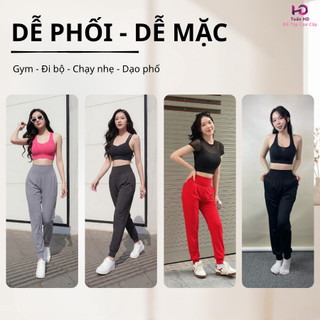 [J058] Quần Jogger nữ trơn basic chất thun poly cao cấp co giãn mềm mát, thoải mái vận động