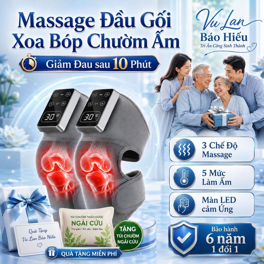Máy Massage Đầu Gối Đai Massage Cao Cấp Hỗ Trợ Giảm Đau Nhức Khớp Gối, Khuỷu Tay Có Nhiệt Hồng Ngoại