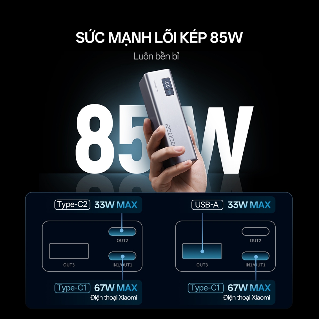 CUKTECH 15 SE Sạc Di Động 2C1A | Công Suất 100W Max | Dung Lượng 20.000mAh | Bảo Hành 18 Tháng PB200 | BigBuy360 - bigbuy360.vn