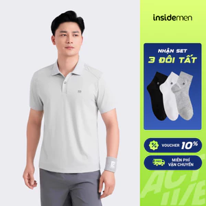 [TẶNG COMBO VỚ] Áo polo Insidemen ACTIVE tay ngắn Co giãn 4 chiều Thoáng Mát Regular Năng Động,Thời Trang IPS111EDP01
