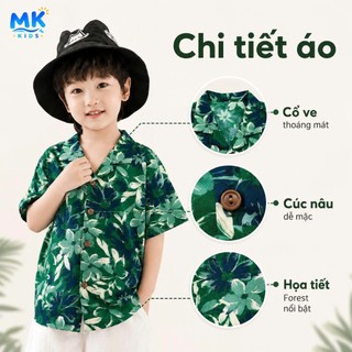 Set Bộ Bé Trai Forest MK Kids Áo Sơ Mi Họa Tiết Nổi Bật Đi Biển Mùa Hè Chất Đũi Tơ Thoáng Mát 2-8 Tuổi