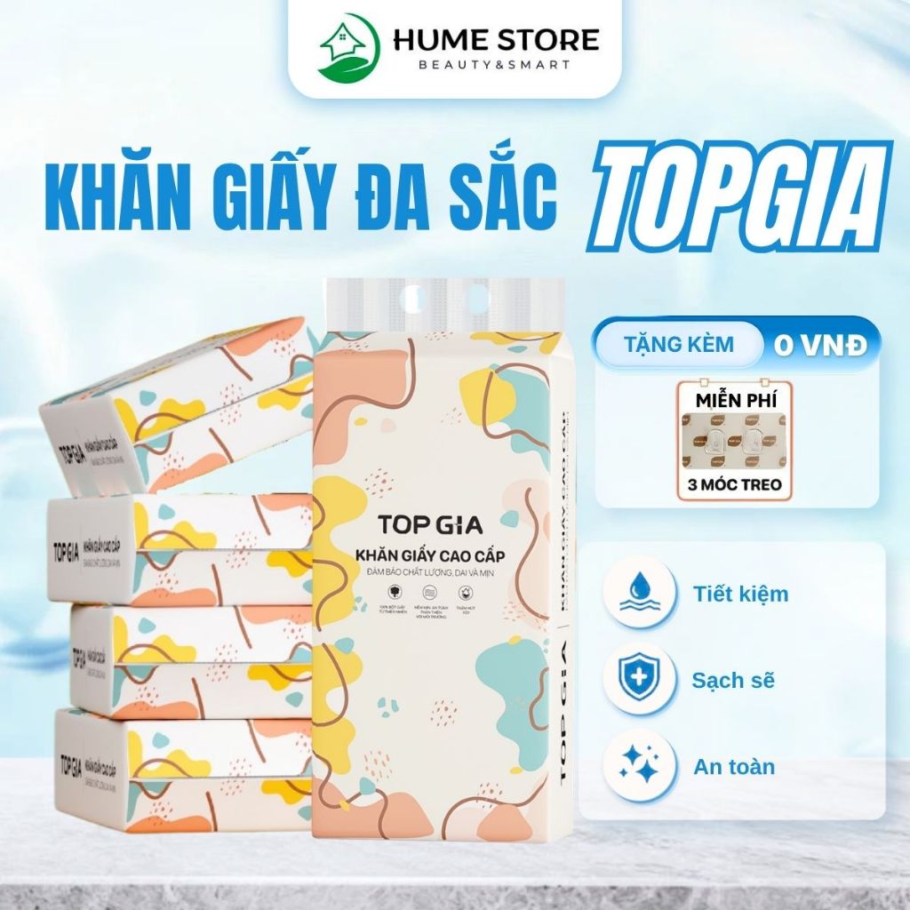 Thùng 12/10/9/8/6/4 Bịch Khăn Giấy Đa Sắc Treo Tường TOPGIA Giấy Ăn, Giấy Rút Top Gia
