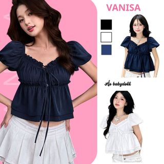 Áo kiểu nữ tiểu thư cổ vuông tay bồng dáng rộng chất voan cao cấp trẻ trung VANISA CT431