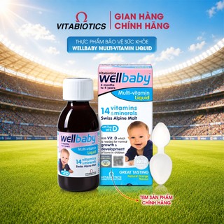 Thực Phẩm Bảo Vệ Sức Khỏe WELLBABY Multi-Vitamin Liquid Hỗ Trợ Tăng Cường Sức Khỏe Và Đề Kháng 150ml Vitabiotics