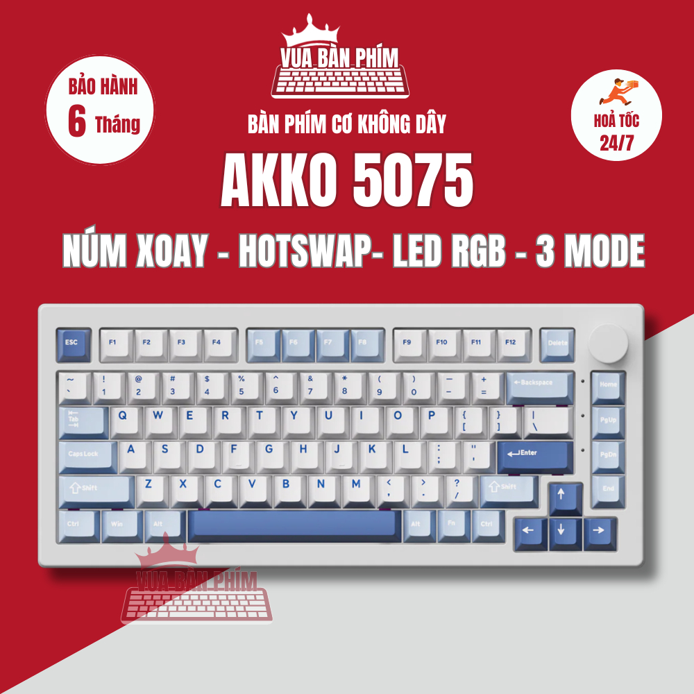 Bàn phím cơ không dây Akko 5075 | 5075 mạch xuôi, 3 mode , led viền , full foam , layout 75% , led rgb, hotswap | BigBuy360 - bigbuy360.vn