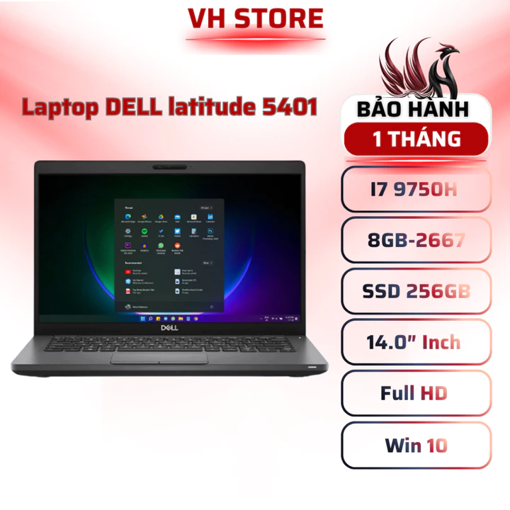Laptop Dell Latitude 5401 Core i7-9750H | RAM 8GB | SSD 256GB | Màn Hình 14 Inch Full HD | VH STORE