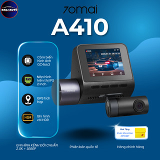Camera hành trình 70mai A410, ghi hình 2 kênh trước sau, Có GPS, kênh trước 2,5K sắc nét