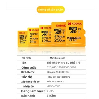 Thẻ Nhớ Kodak microSDXC 32GB/128GB UHS-I U3 V30 A1 Class 10 Kèm Adapter Chính Hãng | Mac18 - Tun Camera
