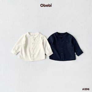 Áo Sơ Mi Dài Tay Cổ Tàu Obebi Thời Trang Thu Đông Cho Bé Trai Bé Gái A596