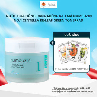 Toner Pad rau má làm dịu da NUMBUZIN No.1 Centella Re-leaf Green, nước hoa hồng dạng miếng 70pcs/190ml