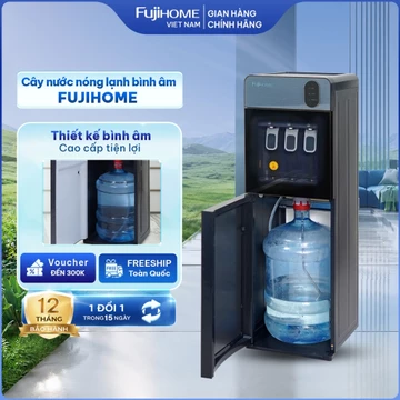 Cây nước nóng lạnh bình âm FUJIHOME cao cấp, máy nước uống nóng lạnh bình hút 2 vòi khoá vòi nóng tiết kiệm điện