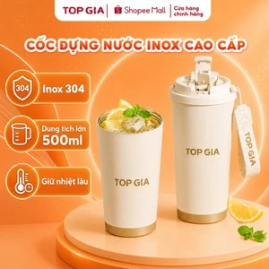 Bình giữ nhiệt inox 304 cao cấp TopGia dung tích 500ml nắp thông minh tiện lợi có dây xách