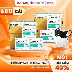 Thùng 600c khẩu trang TopGia 5D cao cấp, an toàn,3 lớp chống bụi mịn, kháng khuẩn