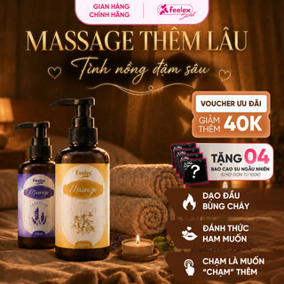 Dầu massage body kích thích Feelex cổ vai gáy thảo dược tự nhiên, nhiều mùi hương, an toàn mọi loại da 300ml