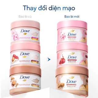 Tẩy da chết Dove hương lựu đỏ, anh đào, đường nâu, việt quất 280g tẩy tế bào chết body chăm da sáng mịn