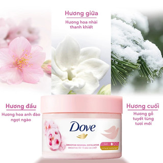 Tẩy da chết Dove hương lựu đỏ, anh đào, đường nâu, việt quất 280g tẩy tế bào chết body chăm da sáng mịn
