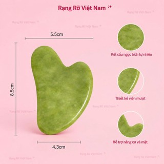 Đá Guasha Kết Hợp Cây Lăn Bằng Đá Tự Nhiên Serpentine Màu Xanh Mạ Giúp Nâng Cơ Thon Gọn Mặt - Thư Giãn - Nâng Cơ Mặt