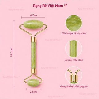 Đá Guasha Kết Hợp Cây Lăn Bằng Đá Tự Nhiên Serpentine Màu Xanh Mạ Giúp Nâng Cơ Thon Gọn Mặt - Thư Giãn - Nâng Cơ Mặt