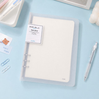 Sổ 6 còng dot grid chấm bi khổ A5 mã 995, giấy dày 120gsm, 100 trang, bìa nhựa trong suốt dùng ghi chép và bullet journa