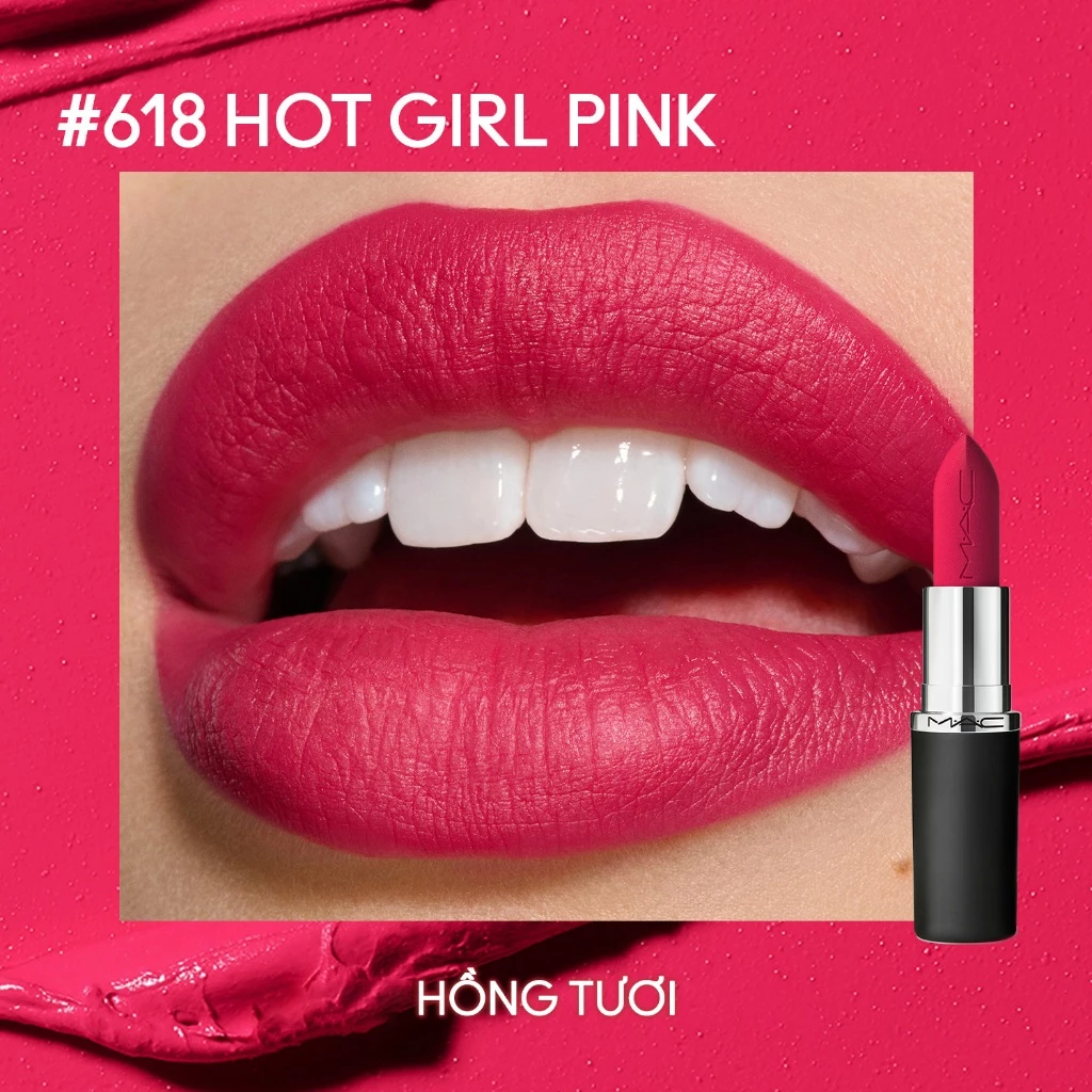 #618 Hot girl pink MAC MACximal Silky Matte Lipstick | Son thỏi bán chạy, hiệu ứng mịn lì, bền màu suốt 12H (bản sao) (bản sao) (bản sao)
