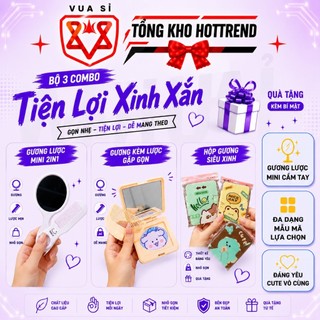 Gương Trang Điểm Mini Kèm Lược VUASI Bỏ Túi Gấp Gọn Tiện Lợi Họa Tiết Hoạt Hình Dễ Thương Xinh Xắn