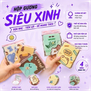 Gương Trang Điểm Mini Kèm Lược VUASI Bỏ Túi Gấp Gọn Tiện Lợi Họa Tiết Hoạt Hình Dễ Thương Xinh Xắn
