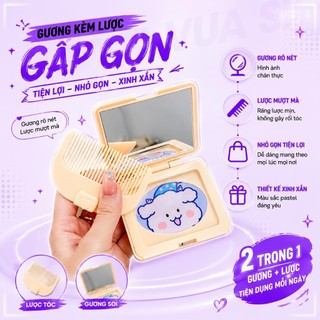 Gương Trang Điểm Mini Kèm Lược VUASI Bỏ Túi Gấp Gọn Tiện Lợi Họa Tiết Hoạt Hình Dễ Thương Xinh Xắn