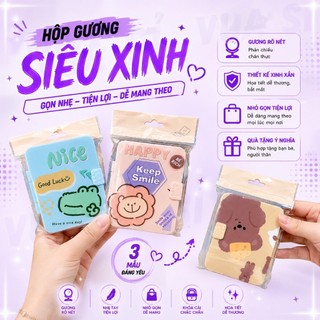 Gương Trang Điểm Mini Kèm Lược VUASI Bỏ Túi Gấp Gọn Tiện Lợi Họa Tiết Hoạt Hình Dễ Thương Xinh Xắn