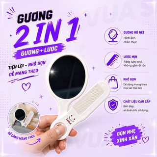 Gương Trang Điểm Mini Kèm Lược VUASI Bỏ Túi Gấp Gọn Tiện Lợi Họa Tiết Hoạt Hình Dễ Thương Xinh Xắn