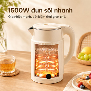 OOKAS Bình đun siêu tốc 2.4L, Thiết Kế Cao Cấp Sôi Nhanh Tiết Kiệm Điện