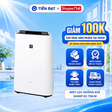 Máy lọc không khí Sharp KC-T50-W sử dụng cho phòng có diện tích 38m2 lọc khí bù ẩm nội địa nhật mới 2025