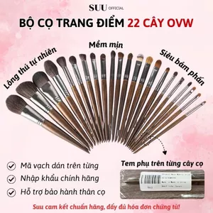 Bộ Cọ 22 Cây OVW Lông Tự Nhiên Cán Gỗ Mềm Mại Bám Phấn Cho Trang Điểm Chuyên Nghiệp Và Cá Nhân SUUOFFICIAL