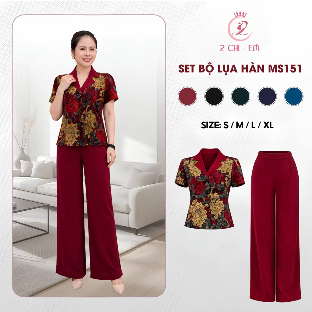 Đồ bộ trung niên, đồ cho các mẹ, quần suông, chất lụa thoáng mát  Ms151