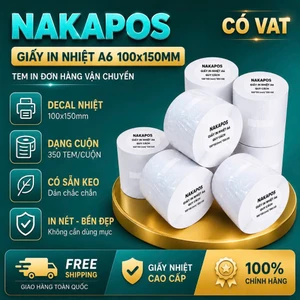 Giấy In Nhiệt 100x150mm A6 Cuộn 350 Tem Sẵn Lớp Dán Giấy In Đơn hàng hóa đơn 100*150 A6 A7 in bill 100x150 Giấy nhiệt