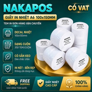 Giấy In Nhiệt 100x150mm A6 Cuộn 350 Tem Sẵn Lớp Dán Giấy In Đơn hàng hóa đơn 100*150 A6 A7 in bill 100x150 Giấy nhiệt