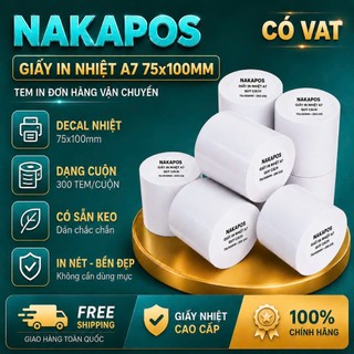 Giấy In Đơn Hàng A7 Tem vận chuyển 75x100 Decal Tự Dán Giấy In Nhiệt In Hóa Đơn 75*100 In Bill Mã Vạch 7.5*10 giấy nhiệt