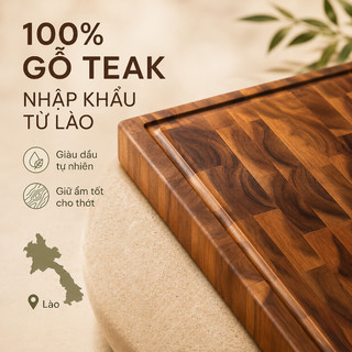 [Xả kho] Thớt gỗ Teak Acacia chính hãng, cao cấp, hàng xuất khẩu, không cong vênh, an toàn sức khỏe