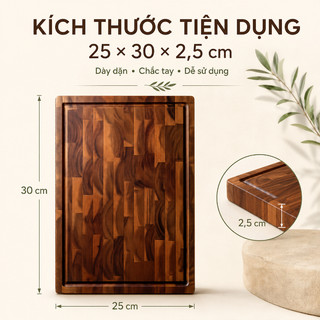 [Xả kho] Thớt gỗ Teak Acacia chính hãng, cao cấp, hàng xuất khẩu, không cong vênh, an toàn sức khỏe