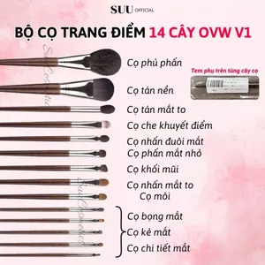 Bộ Cọ Trang Điểm 14 Cây Makeup Cá Nhân Chuyên Nghiệp Lông Mềm Mịn Bám Phấn