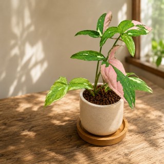 TRẦU BÀ 3 MÀU | Syngonium Red Spot Tricolor | bầu giống 8x8cm