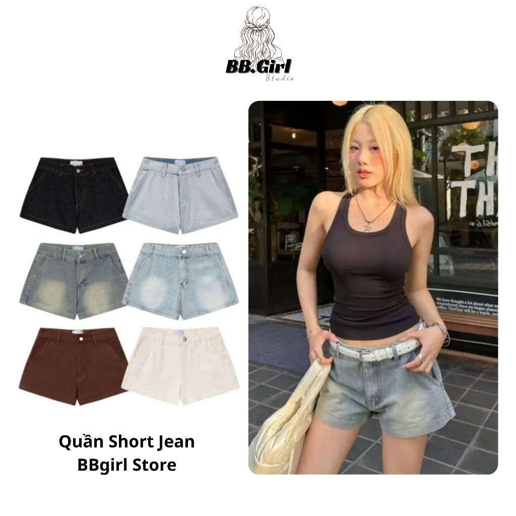 Quần Short ngắn nữ Denim Mood cạp trễ chất liệu Jean dáng ngắn trên gối phong cách trẻ trung năng động BBgirl.store