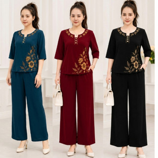 Sét đồ bộ trung niên chất vải cát lụa cao cấp – thanh lịch mát mẻ sang trọng mã 154