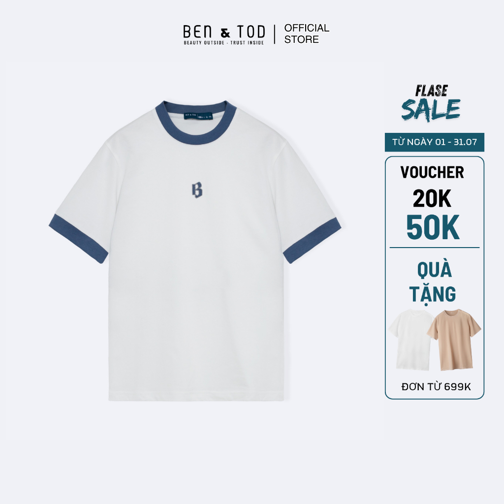 [Sale] Áo thun nam Ben & Tod R1210 BD201 chất cotton hoạ tiết phối cổ đứng form Regular | BigBuy360 - bigbuy360.vn